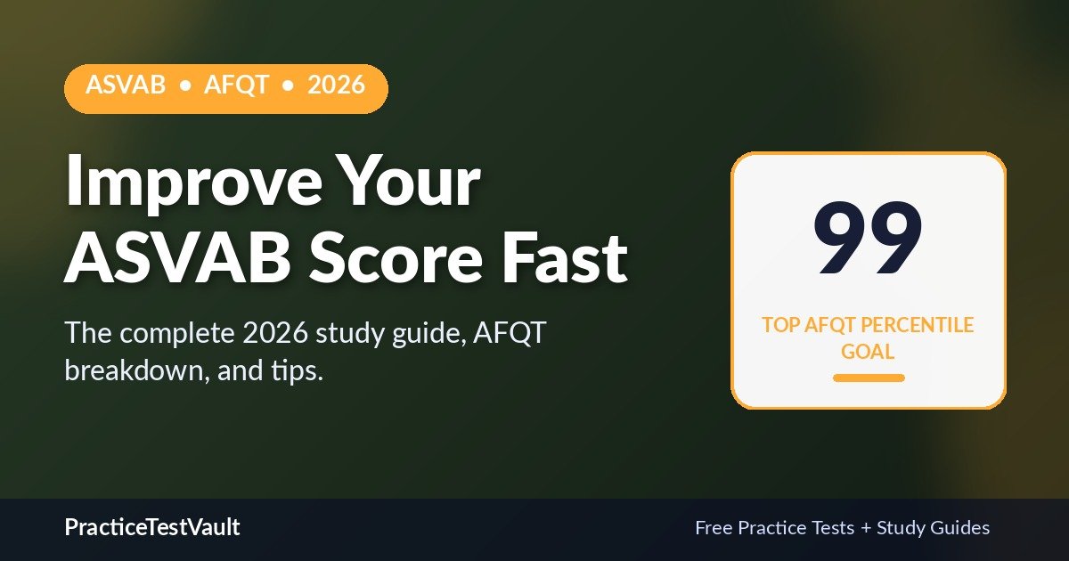 ASVAB study guide hero image highlighting AFQT 99 target score